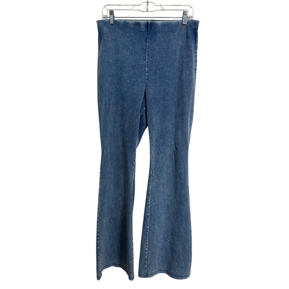 GOOD AMERICAN‎ Pull On High Waisted Flare Leg Jeans Indigo XL